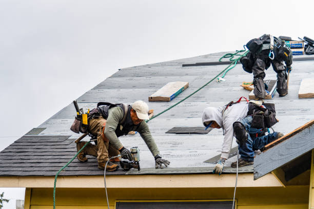 Professional Gutter Installation technician working in Brooks, CA